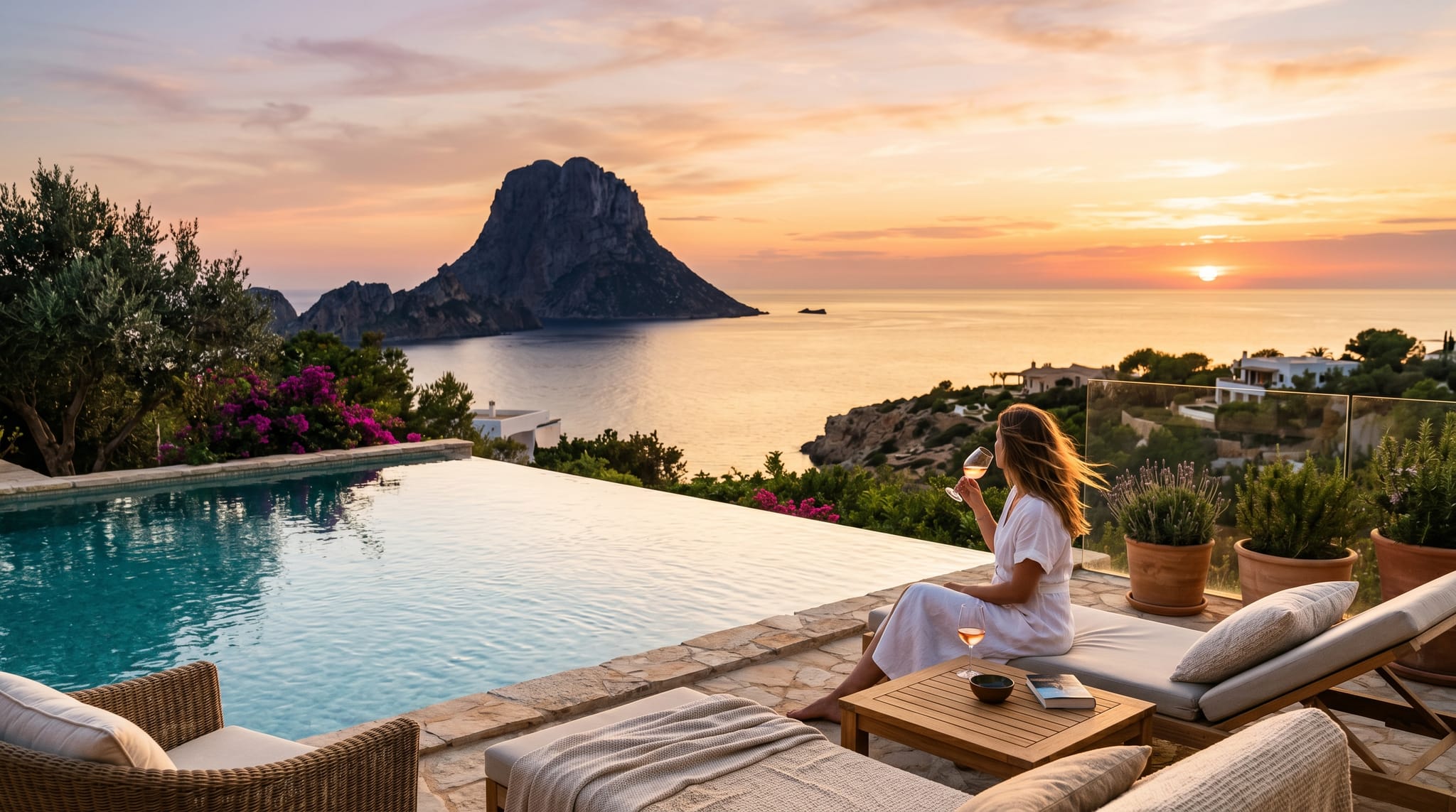 Piscina de villa de lujo en Ibiza